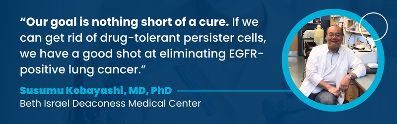 quote from article about the goal of the research project being a cure for EGFR lung cancer