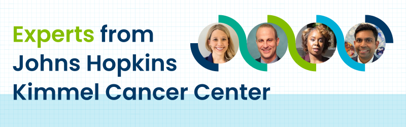 Experts from Johns Hopkins Kimmel Cancer Center with photos of all four people in the video