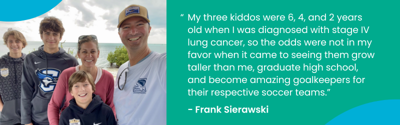 Frank with his family and a quote about what father's day means to him