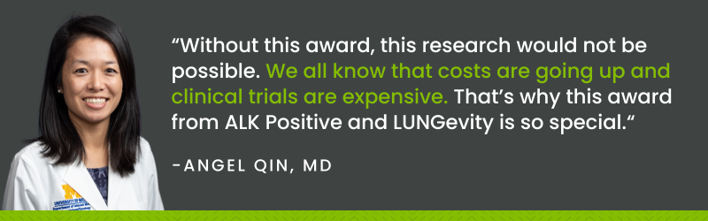 Quote from Dr. Angel Qin about the importance of lung cancer research and her project
