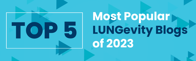 Title text: Top 5 most popular LUNGevity blogs of 2023