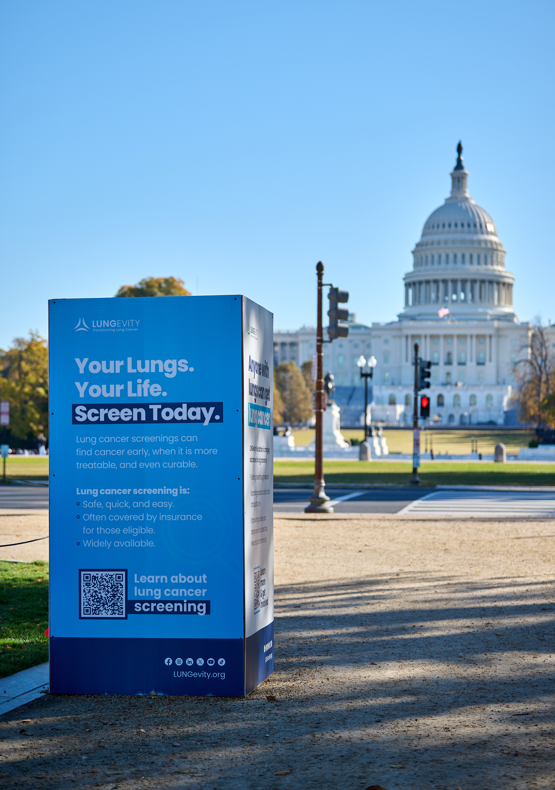 Lung Screening Information in front of White House