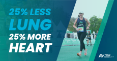text 25% less lung and 25% more heart with katie running
