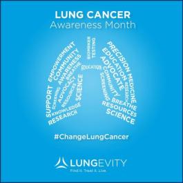 Image of lungs made from lung cancer-related buzzwords
