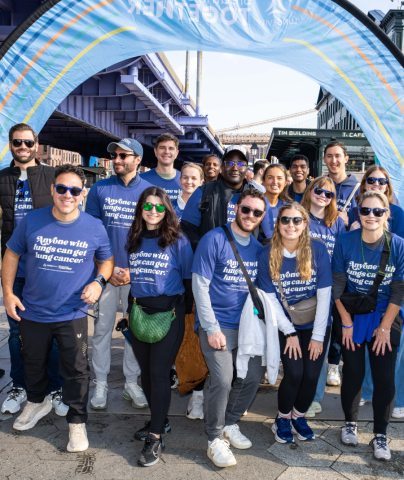 group of people wearing lung cancer shirts
